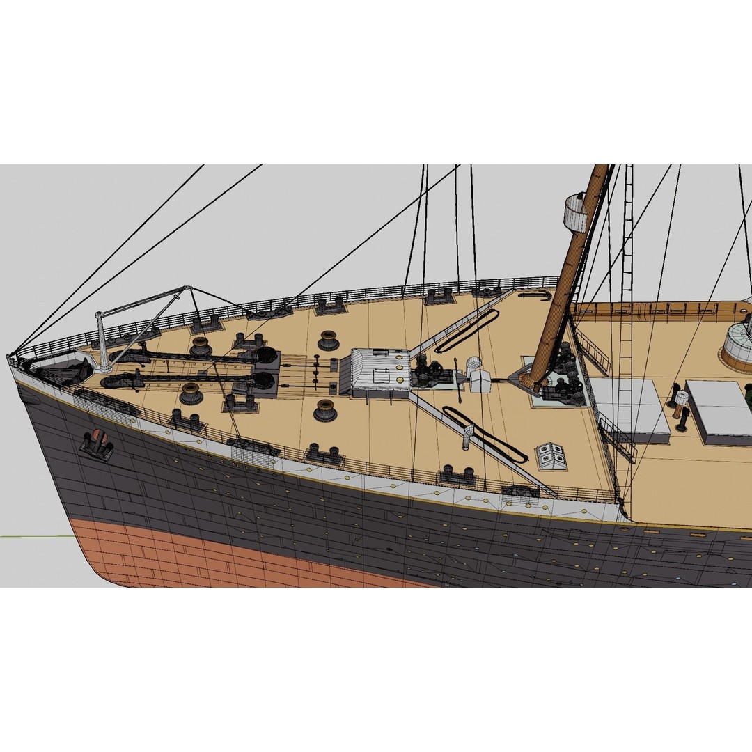 RMS Titanic 3D Model – High Poly Historical Liner for Animation, FBX, OBJ - View 12