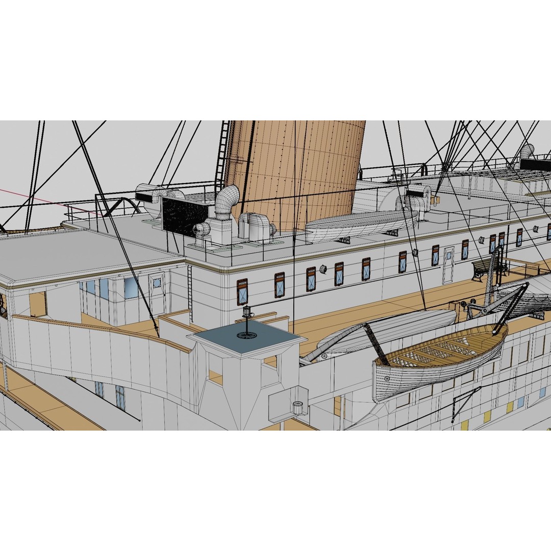 RMS Titanic 3D Model – High Poly Historical Liner for Animation, FBX, OBJ - View 13