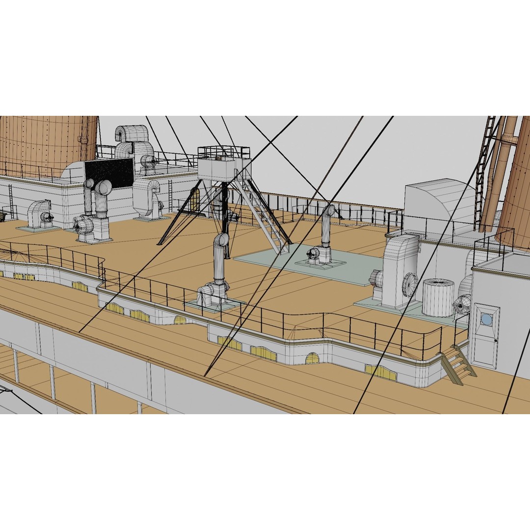 RMS Titanic 3D Model – High Poly Historical Liner for Animation, FBX, OBJ - View 14