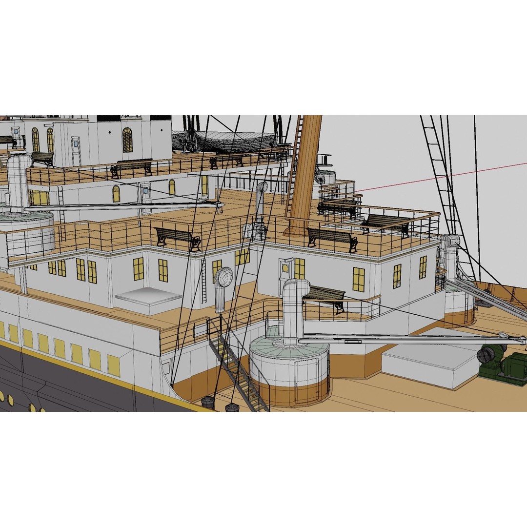 RMS Titanic 3D Model – High Poly Historical Liner for Animation, FBX, OBJ - View 15