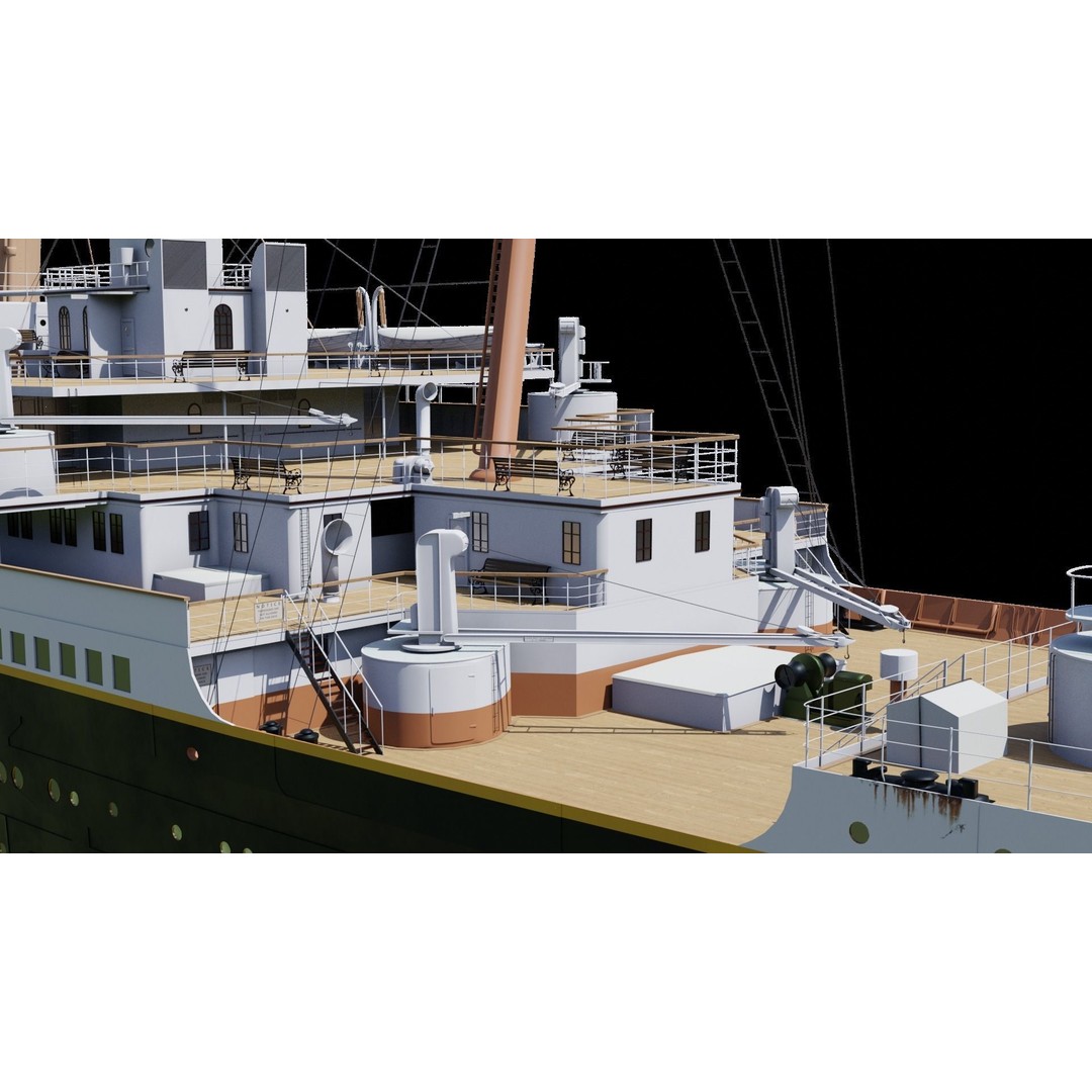 RMS Titanic 3D Model – High Poly Historical Liner for Animation, FBX, OBJ - View 4