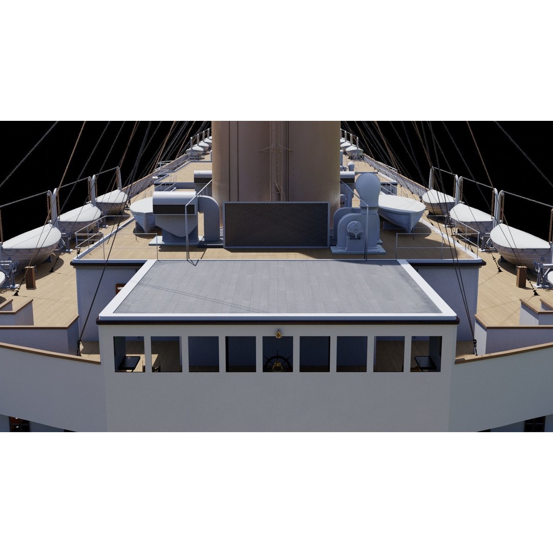 RMS Titanic 3D Model – High Poly Historical Liner for Animation, FBX, OBJ - View 7