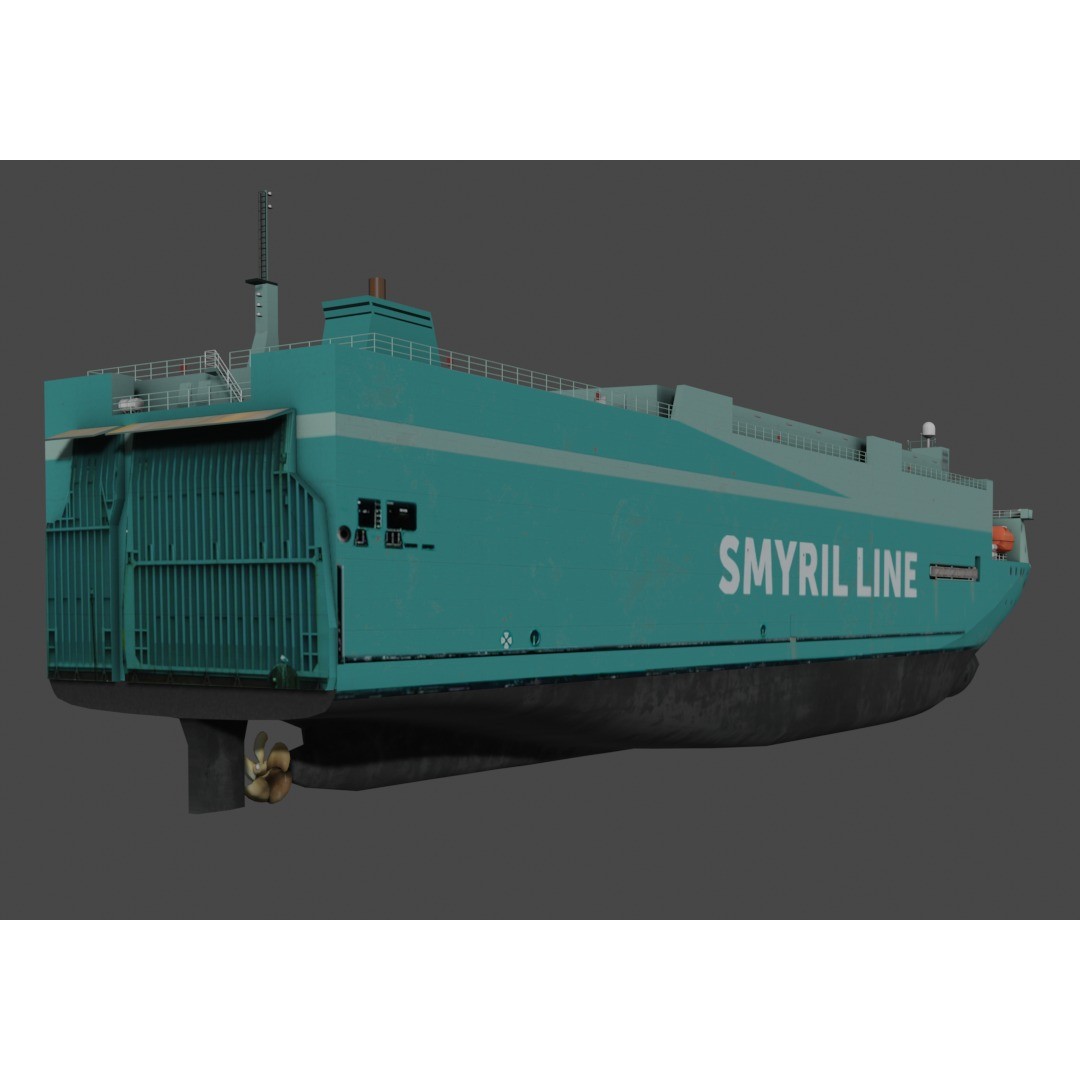 Vehicles Carrier 3D Model – Low Poly Industrial Watercraft, FBX - View 10