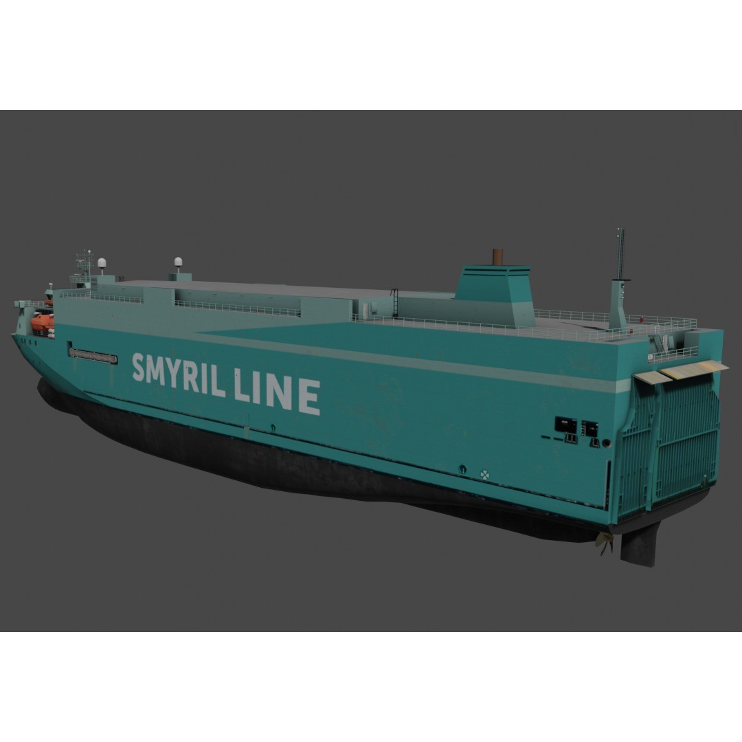 Vehicles Carrier 3D Model – Low Poly Industrial Watercraft, FBX - View 11