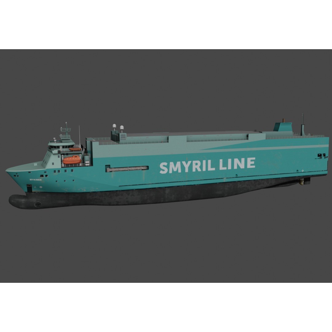 Vehicles Carrier 3D Model – Low Poly Industrial Watercraft, FBX - View 12