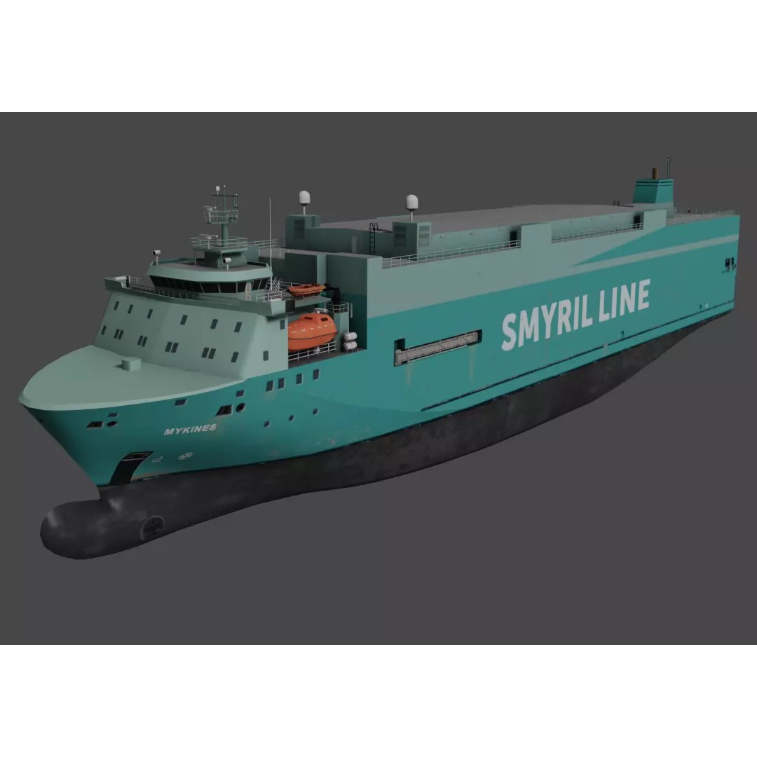 Vehicles Carrier 3D Model – Low Poly Industrial Watercraft, FBX - View 2