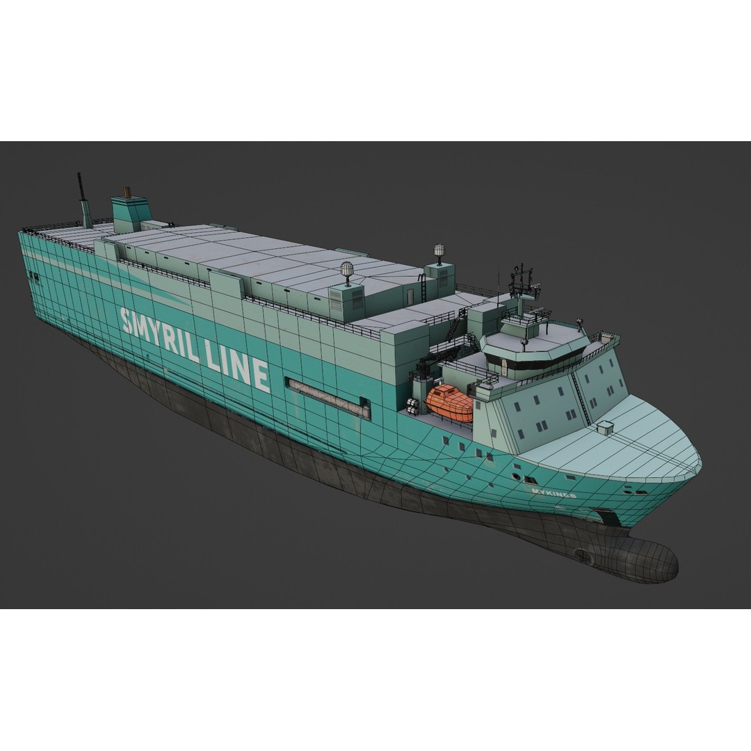 Vehicles Carrier 3D Model – Low Poly Industrial Watercraft, FBX - View 3