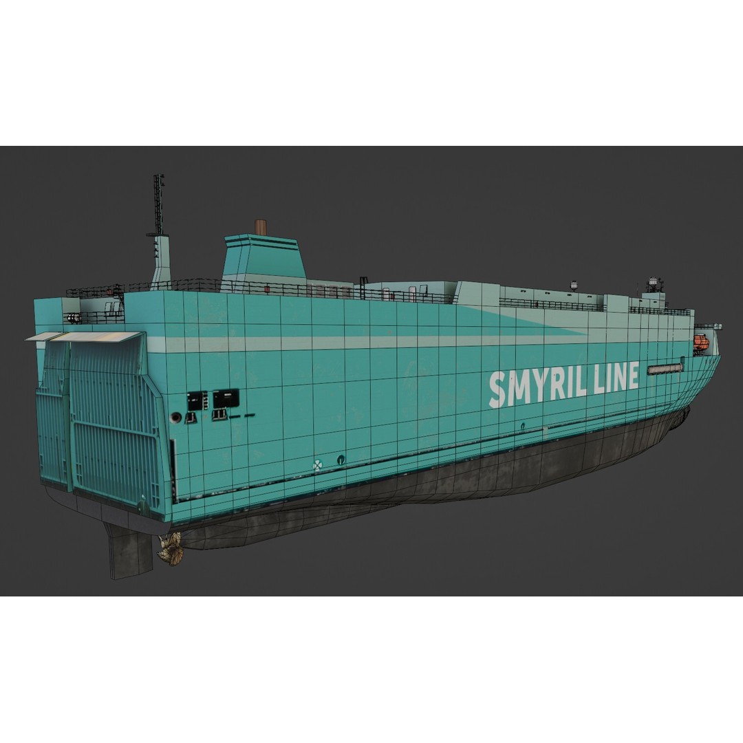 Vehicles Carrier 3D Model – Low Poly Industrial Watercraft, FBX - View 4