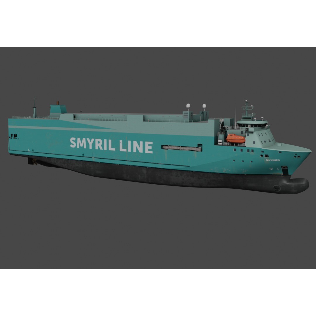 Vehicles Carrier 3D Model – Low Poly Industrial Watercraft, FBX - View 6