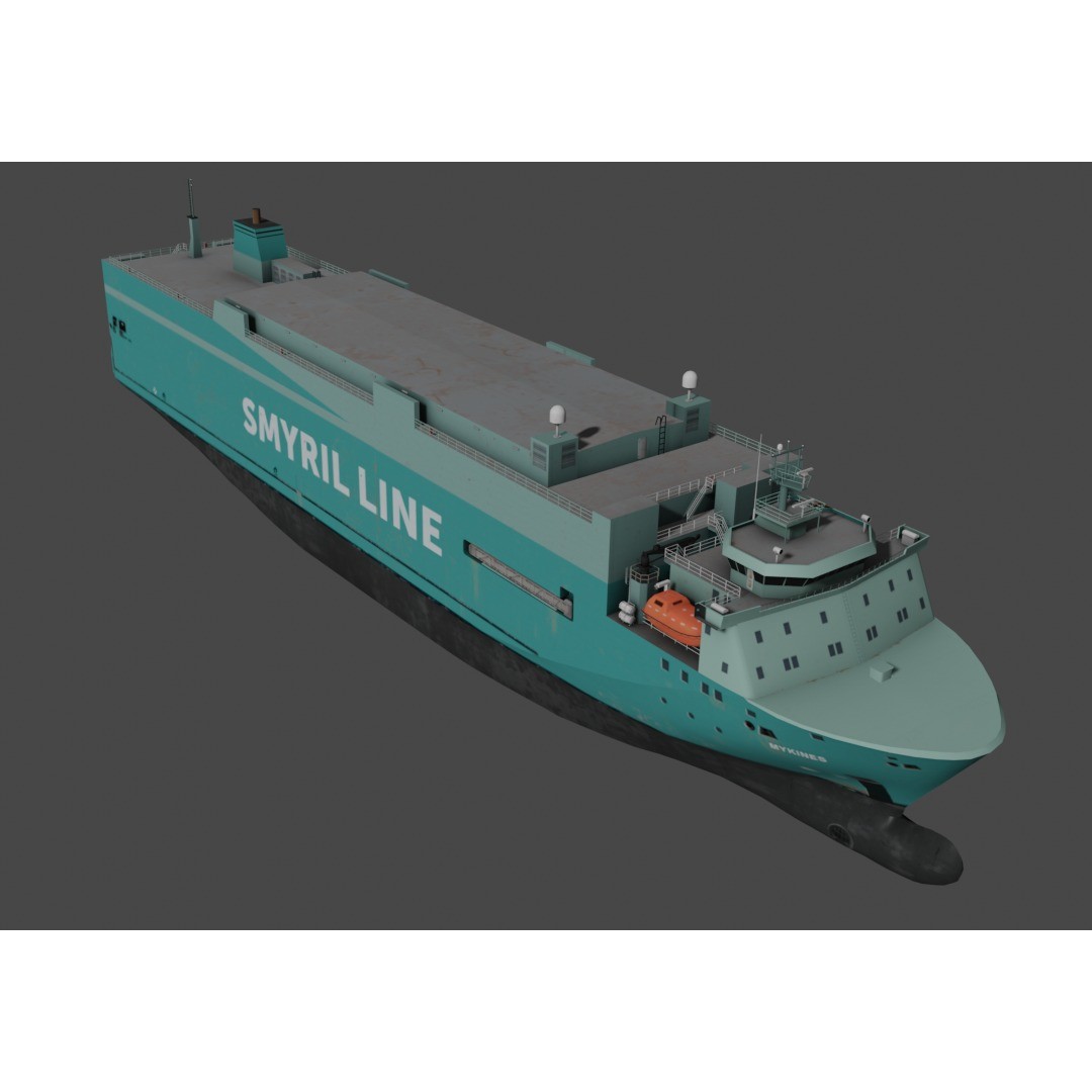 Vehicles Carrier 3D Model – Low Poly Industrial Watercraft, FBX - View 7