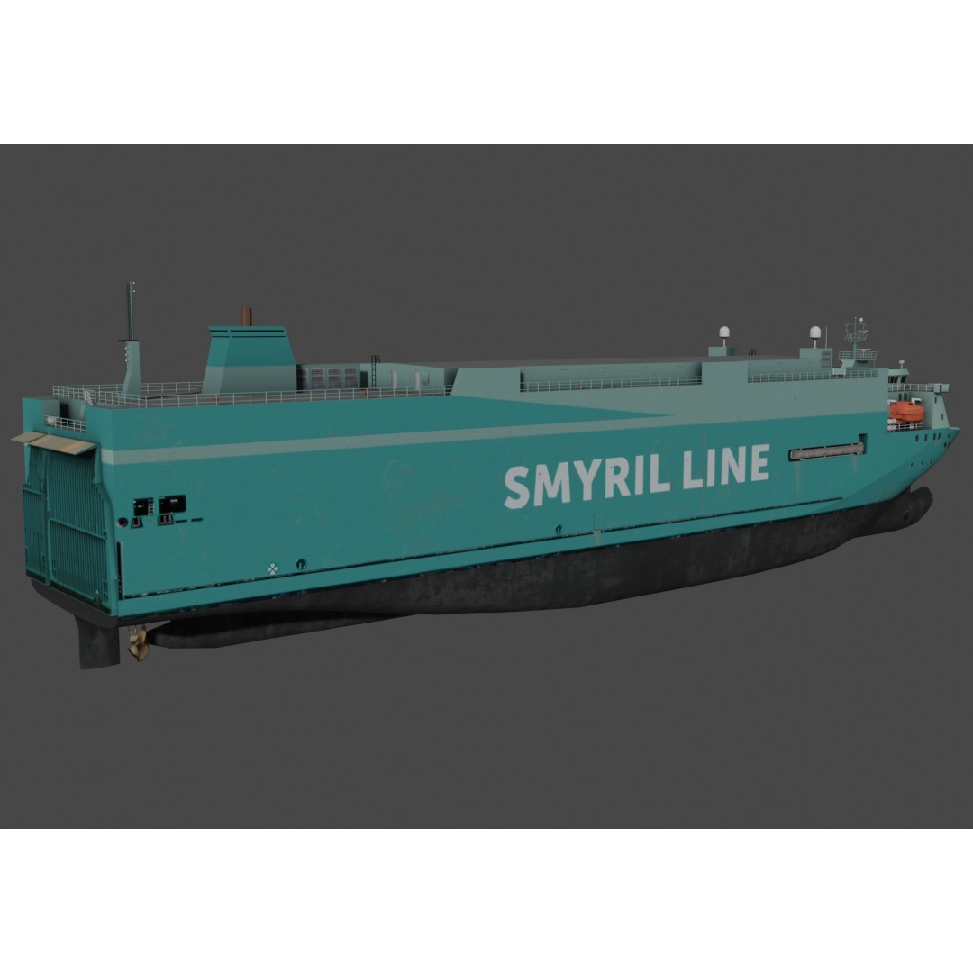 Vehicles Carrier 3D Model – Low Poly Industrial Watercraft, FBX - View 8