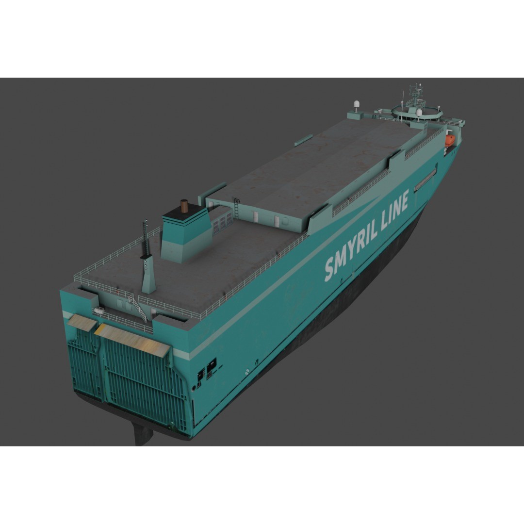 Vehicles Carrier 3D Model – Low Poly Industrial Watercraft, FBX - View 9