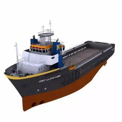 Platform Supply Vessel 3D Model – Medium-Sized Cargo Ship, FBX - View 2