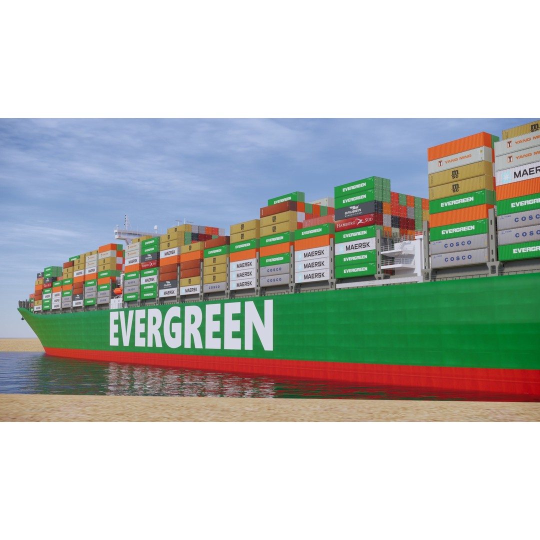 Ever Given 3D Model – High-Detail Cargo Ship with PBR Textures - View 8