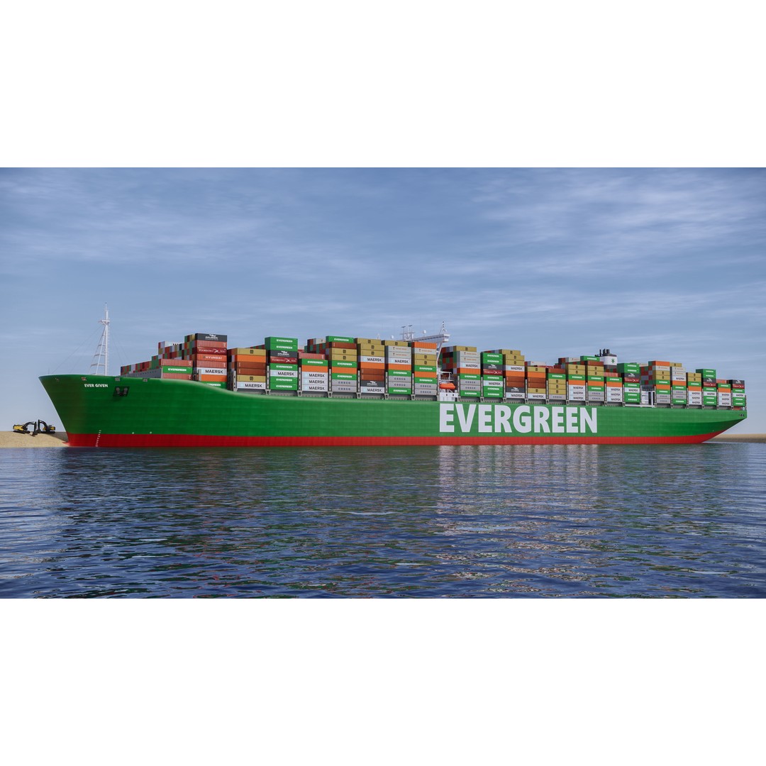Ever Given 3D Model – High-Detail Cargo Ship with PBR Textures - View 9