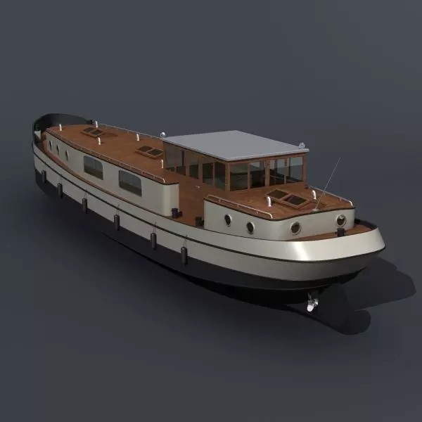 Dutch Barge Home 3D Model – Classic Watercraft, FBX, Game Ready