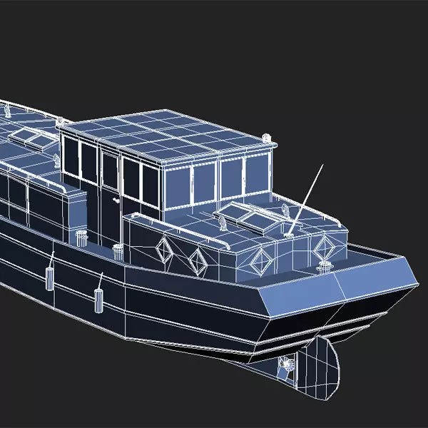 Dutch Barge Home 3D Model – Classic Watercraft, FBX, Game Ready - View 10