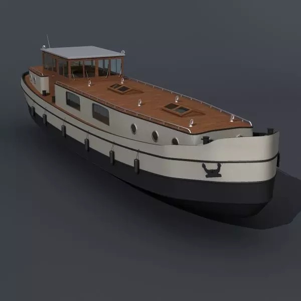 Dutch Barge Home 3D Model – Classic Watercraft, FBX, Game Ready - View 11