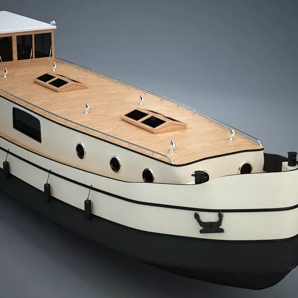 Dutch Barge Home 3D Model – Classic Watercraft, FBX, Game Ready - View 4