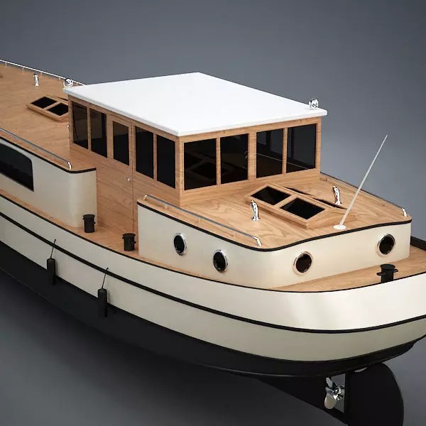 Dutch Barge Home 3D Model – Classic Watercraft, FBX, Game Ready - View 5