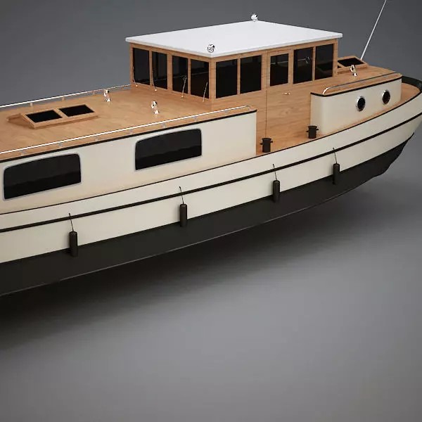 Dutch Barge Home 3D Model – Classic Watercraft, FBX, Game Ready - View 6
