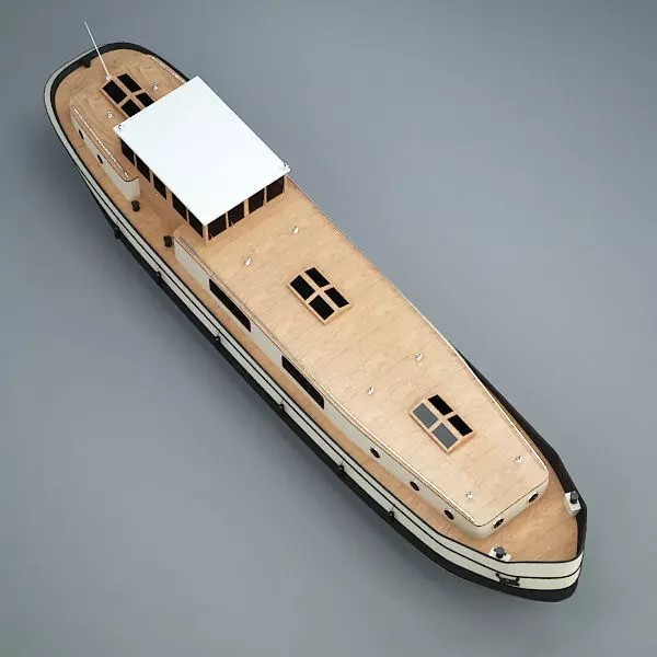 Dutch Barge Home 3D Model – Classic Watercraft, FBX, Game Ready - View 7