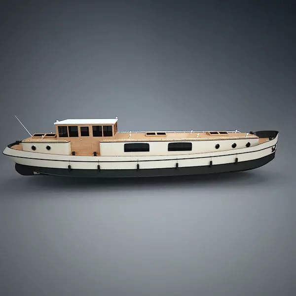 Dutch Barge Home 3D Model – Classic Watercraft, FBX, Game Ready - View 8