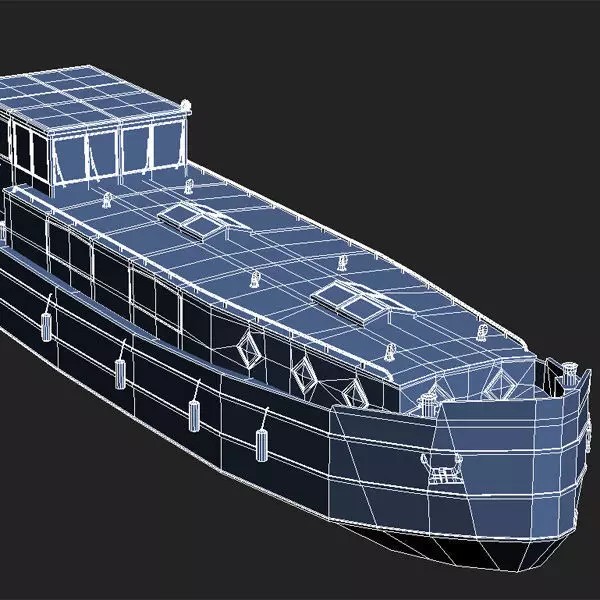 Dutch Barge Home 3D Model – Classic Watercraft, FBX, Game Ready - View 9