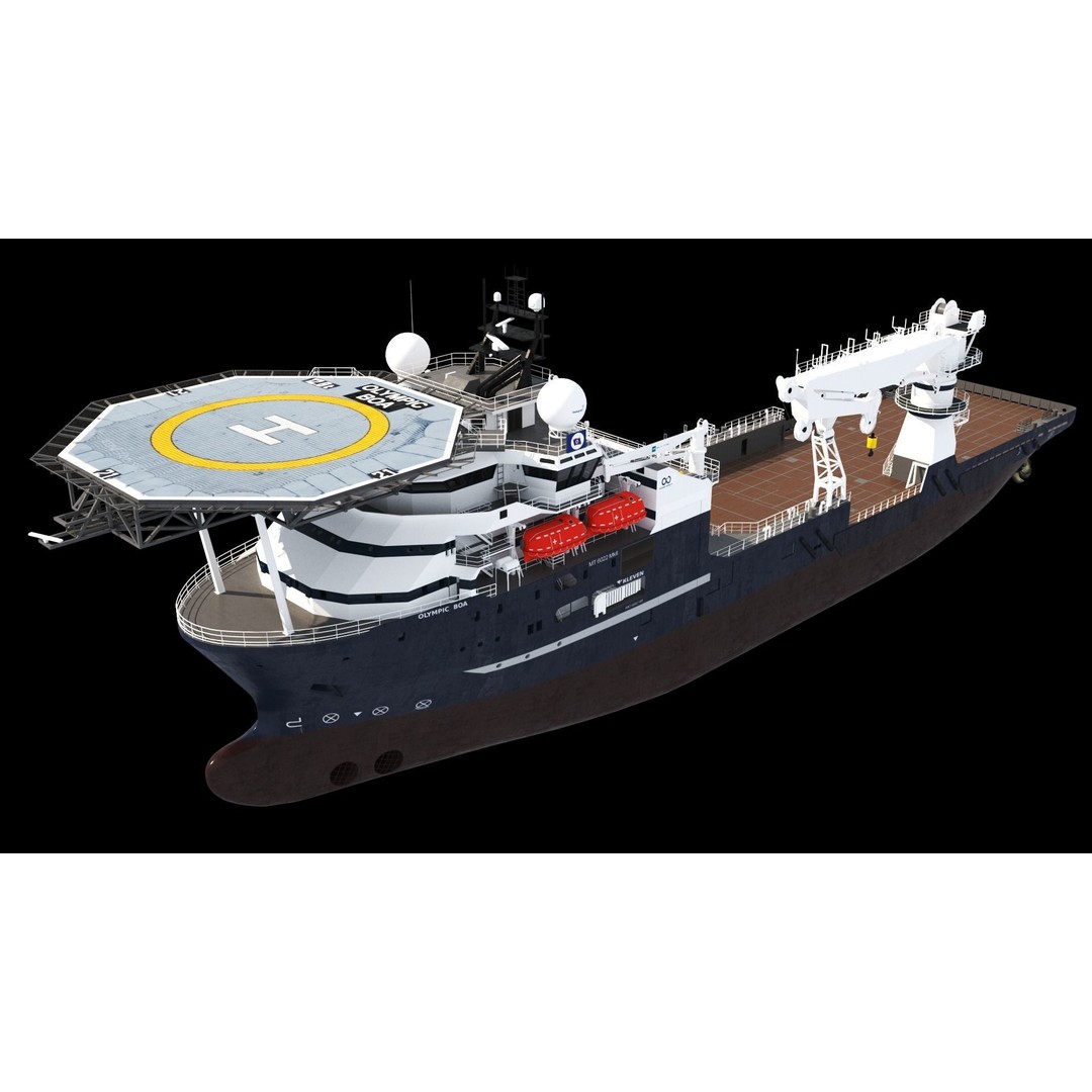 Olympic Boa Subsea Support Vessel 3D Model – PBR Industrial Asset, FBX - View 3