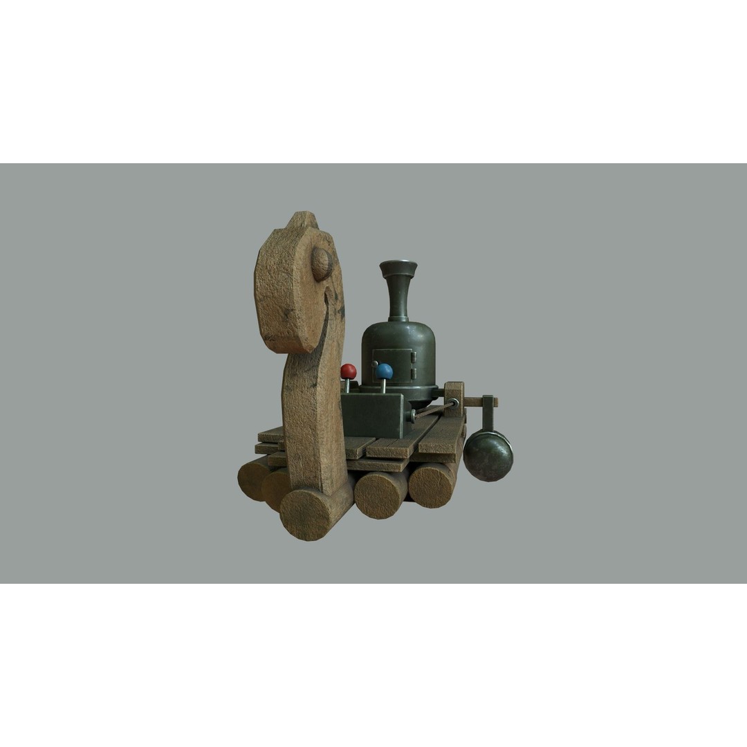 Fantasy Steampunk Dragon Raft 3D Model – Low Poly Game Asset, FBX - View 12