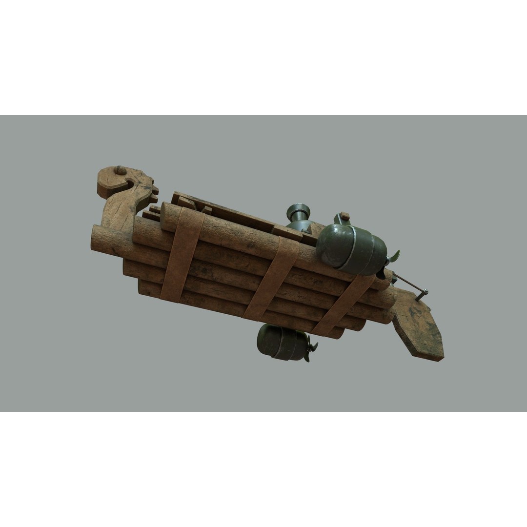 Fantasy Steampunk Dragon Raft 3D Model – Low Poly Game Asset, FBX - View 13
