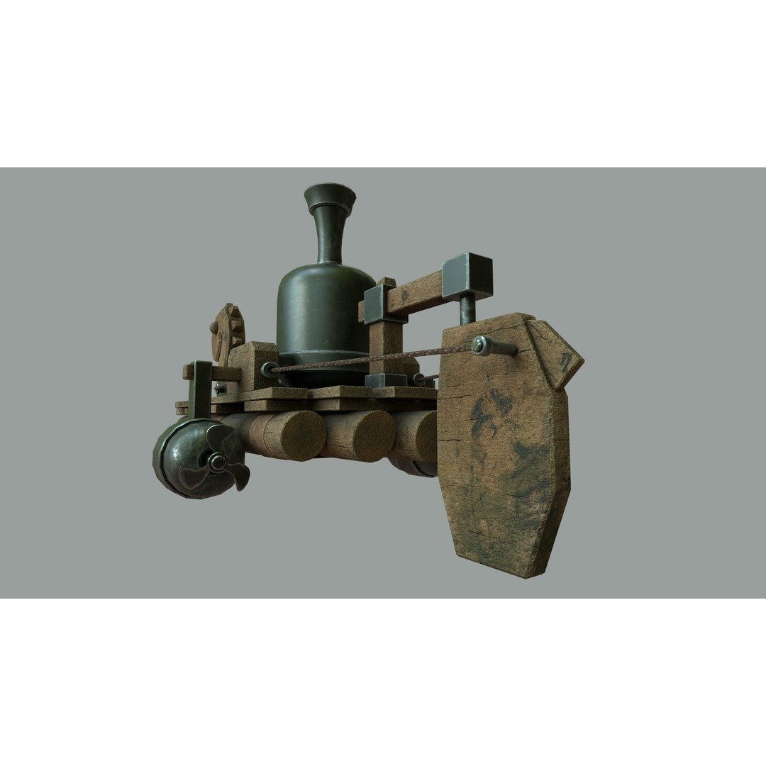 Fantasy Steampunk Dragon Raft 3D Model – Low Poly Game Asset, FBX - View 14