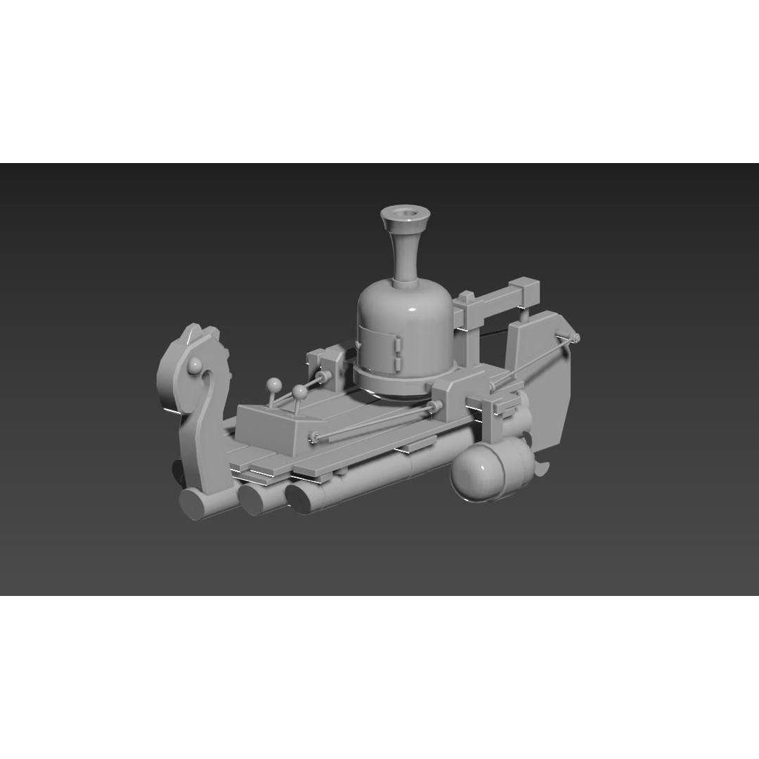 Fantasy Steampunk Dragon Raft 3D Model – Low Poly Game Asset, FBX - View 16