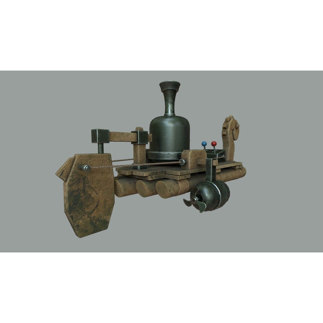 Fantasy Steampunk Dragon Raft 3D Model – Low Poly Game Asset, FBX - View 4