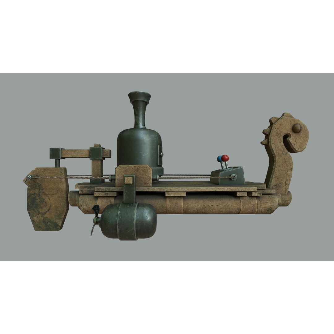 Fantasy Steampunk Dragon Raft 3D Model – Low Poly Game Asset, FBX - View 5