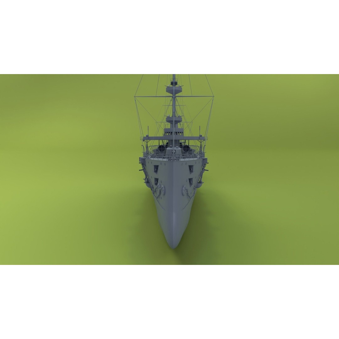 HMS Powerful Class 3D Model – Historical Naval Cruiser, Blender, FBX, PBR - View 11