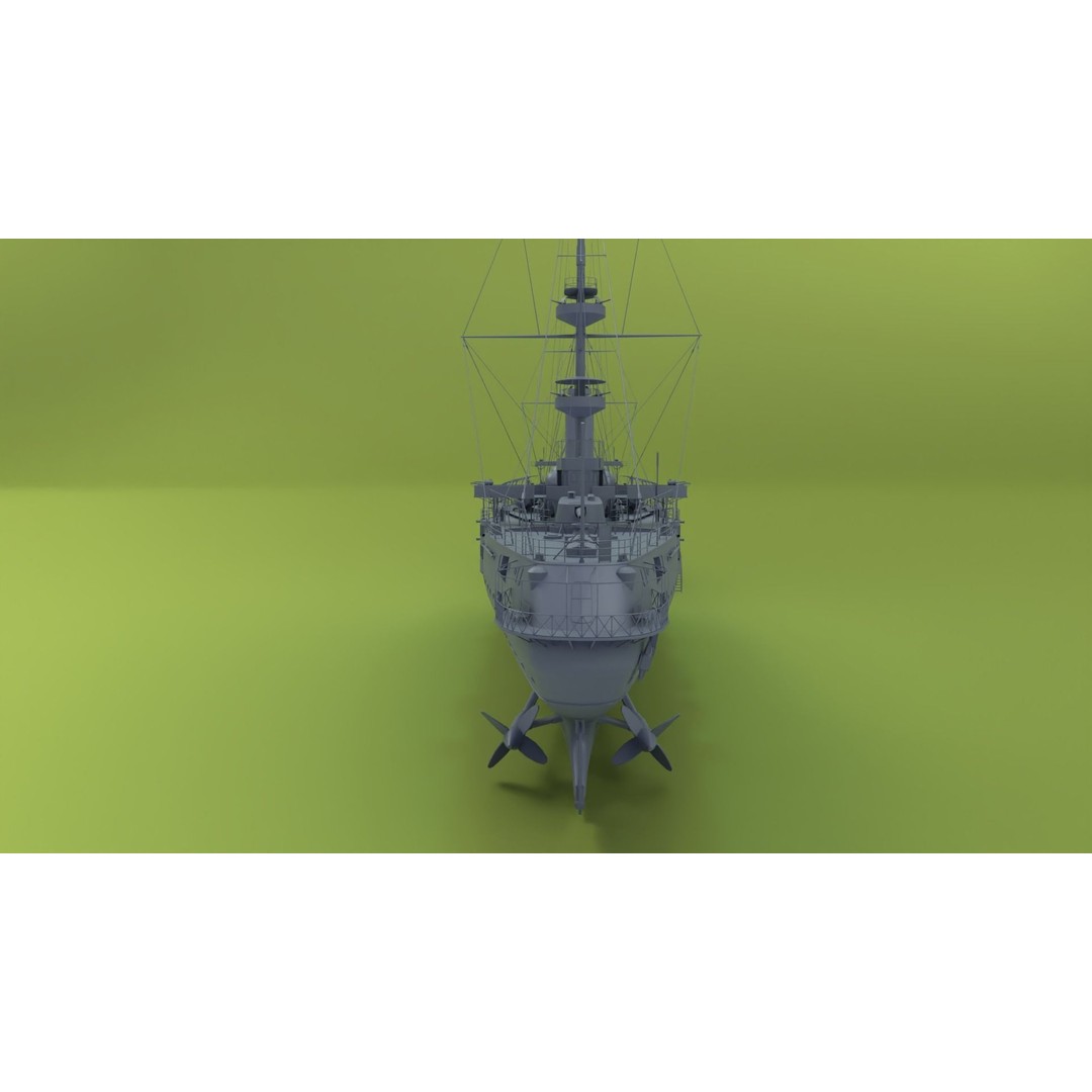 HMS Powerful Class 3D Model – Historical Naval Cruiser, Blender, FBX, PBR - View 12