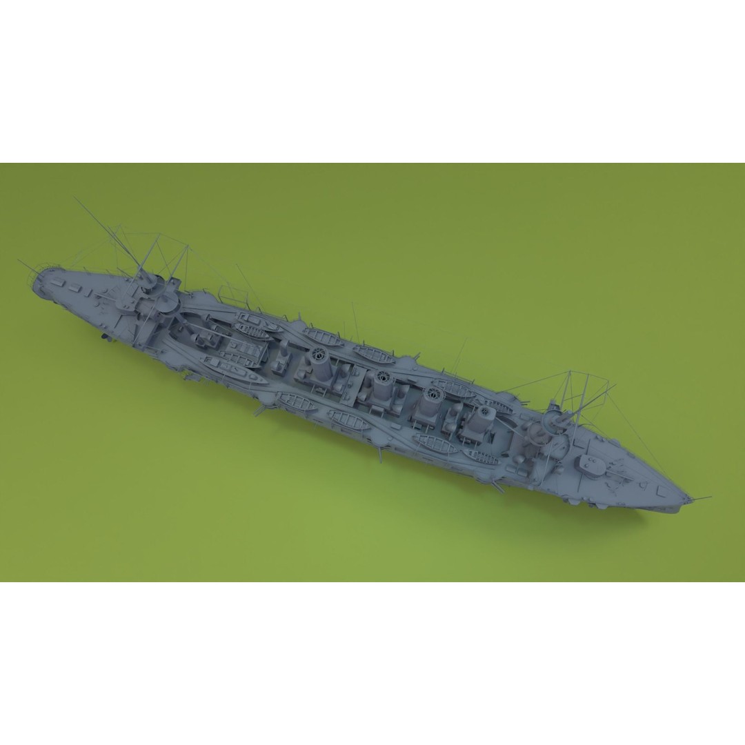 HMS Powerful Class 3D Model – Historical Naval Cruiser, Blender, FBX, PBR - View 15