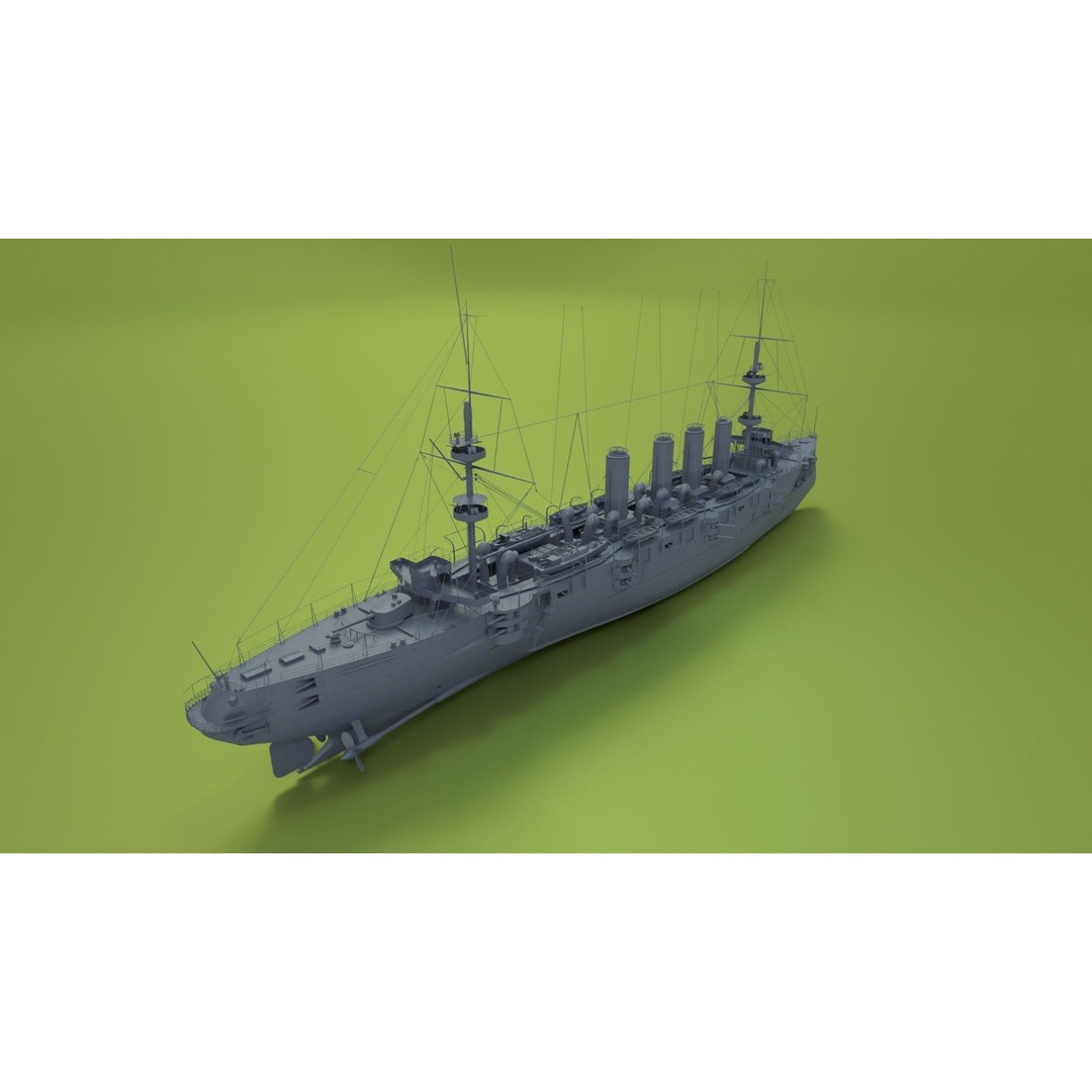 HMS Powerful Class 3D Model – Historical Naval Cruiser, Blender, FBX, PBR - View 8