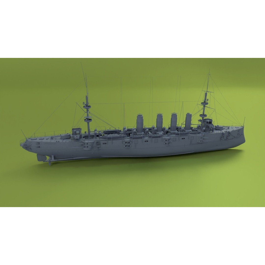 HMS Powerful Class 3D Model – Historical Naval Cruiser, Blender, FBX, PBR - View 9