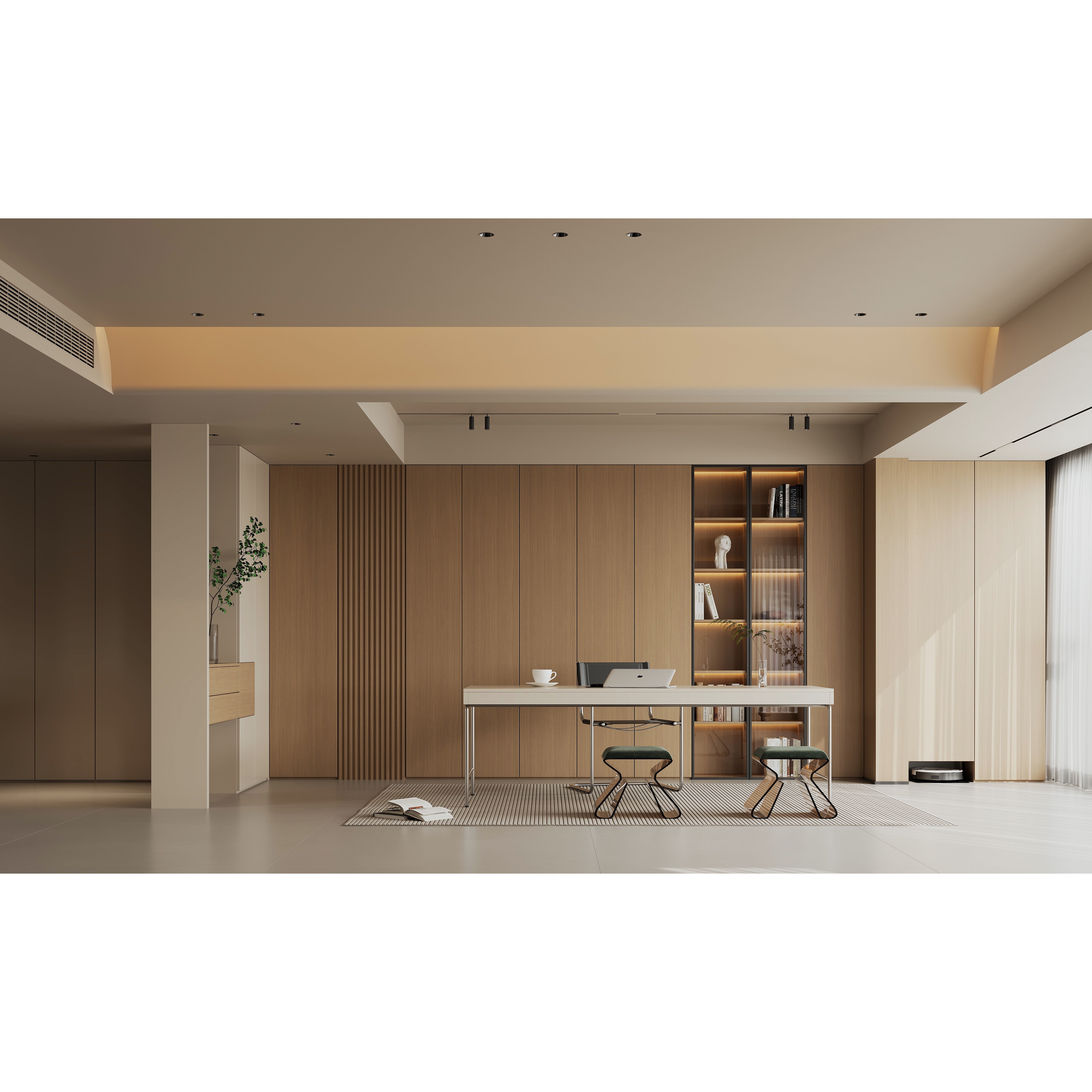 Warm Modern Living Room Scene - Ready to Render 3D Model - View 4