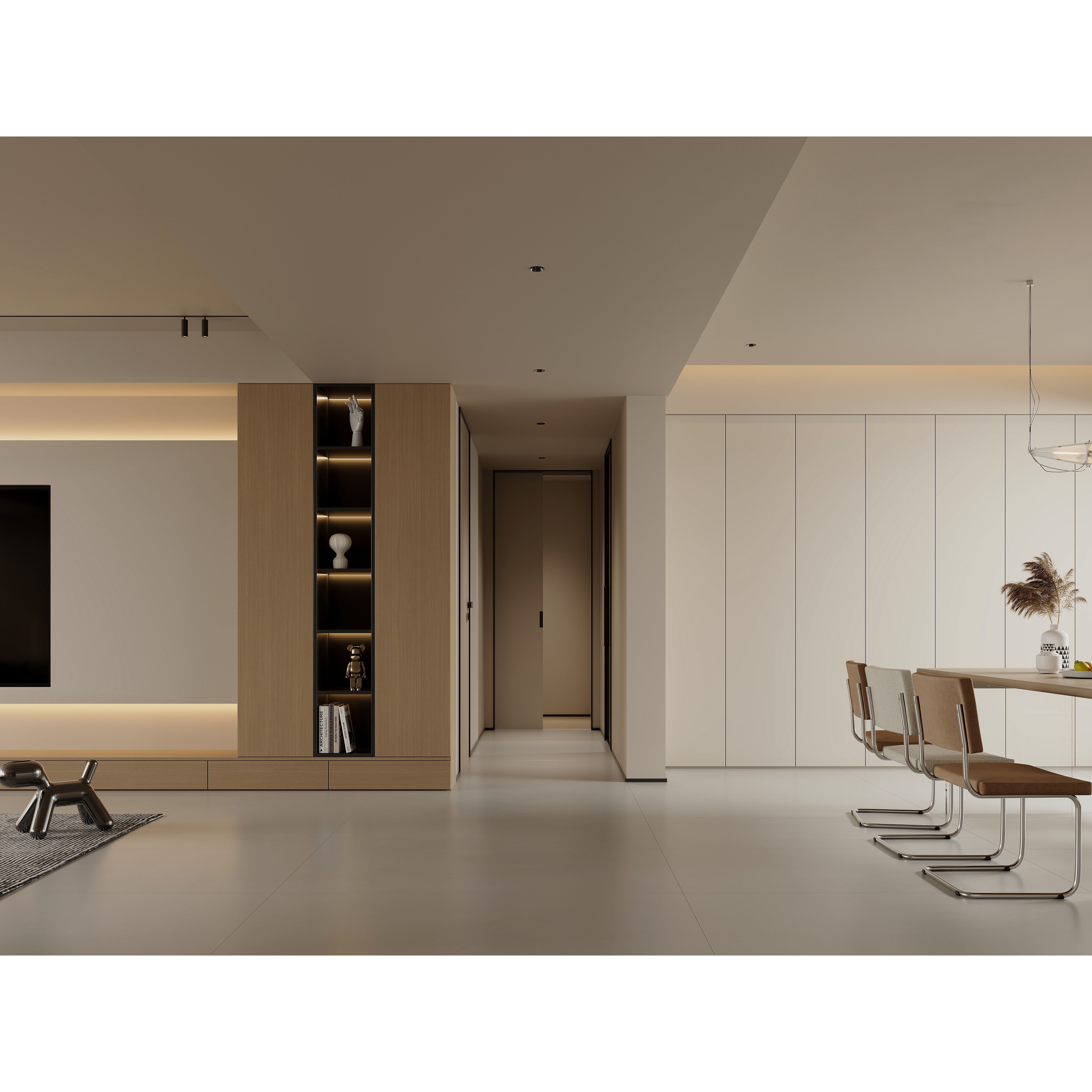Warm Modern Living Room Scene - Ready to Render 3D Model - View 6