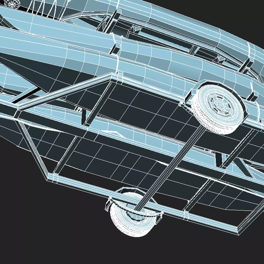 Kayak Trailer 3D Model – High Poly Detailed Transport Asset, FBX - View 12