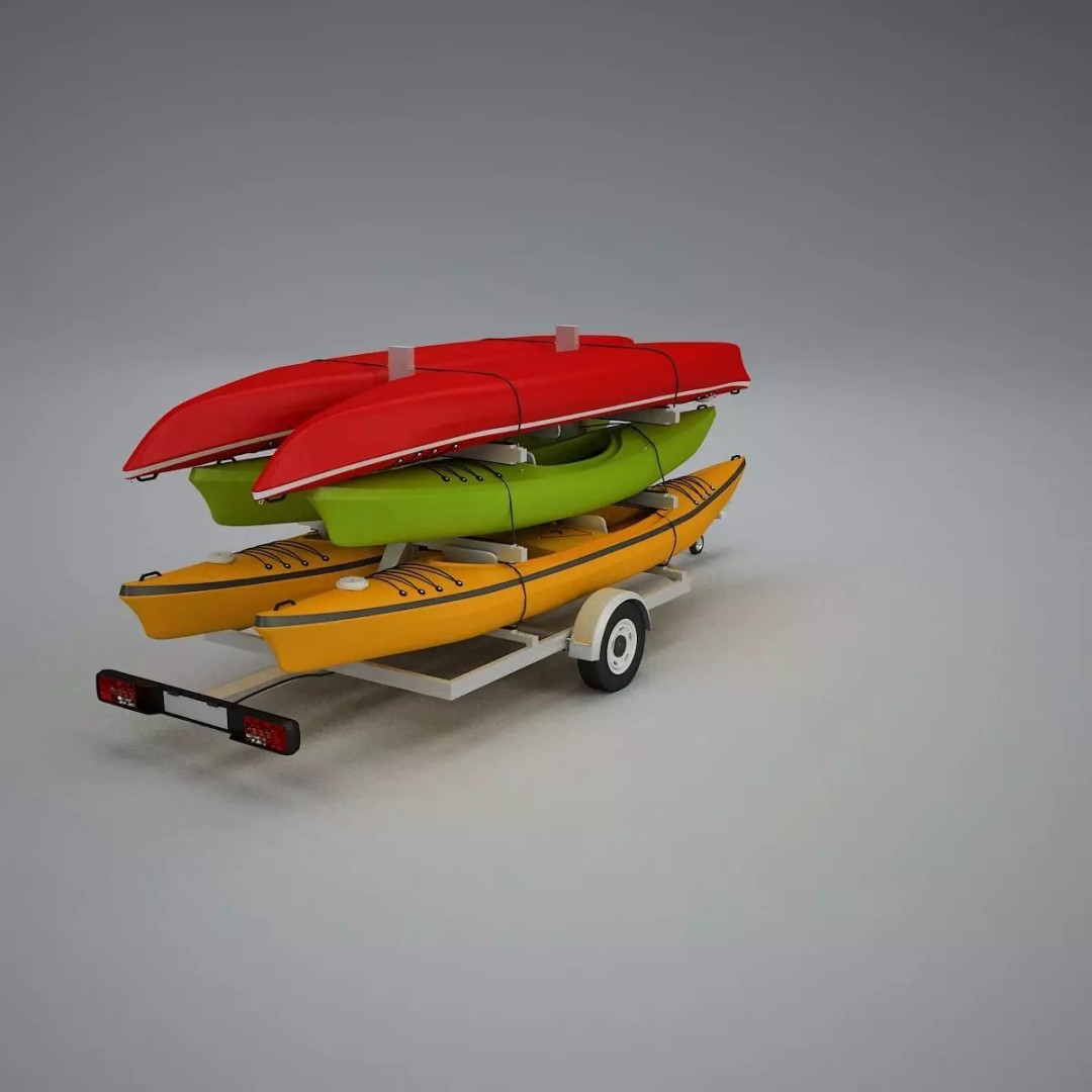 Kayak Trailer 3D Model – High Poly Detailed Transport Asset, FBX - View 15