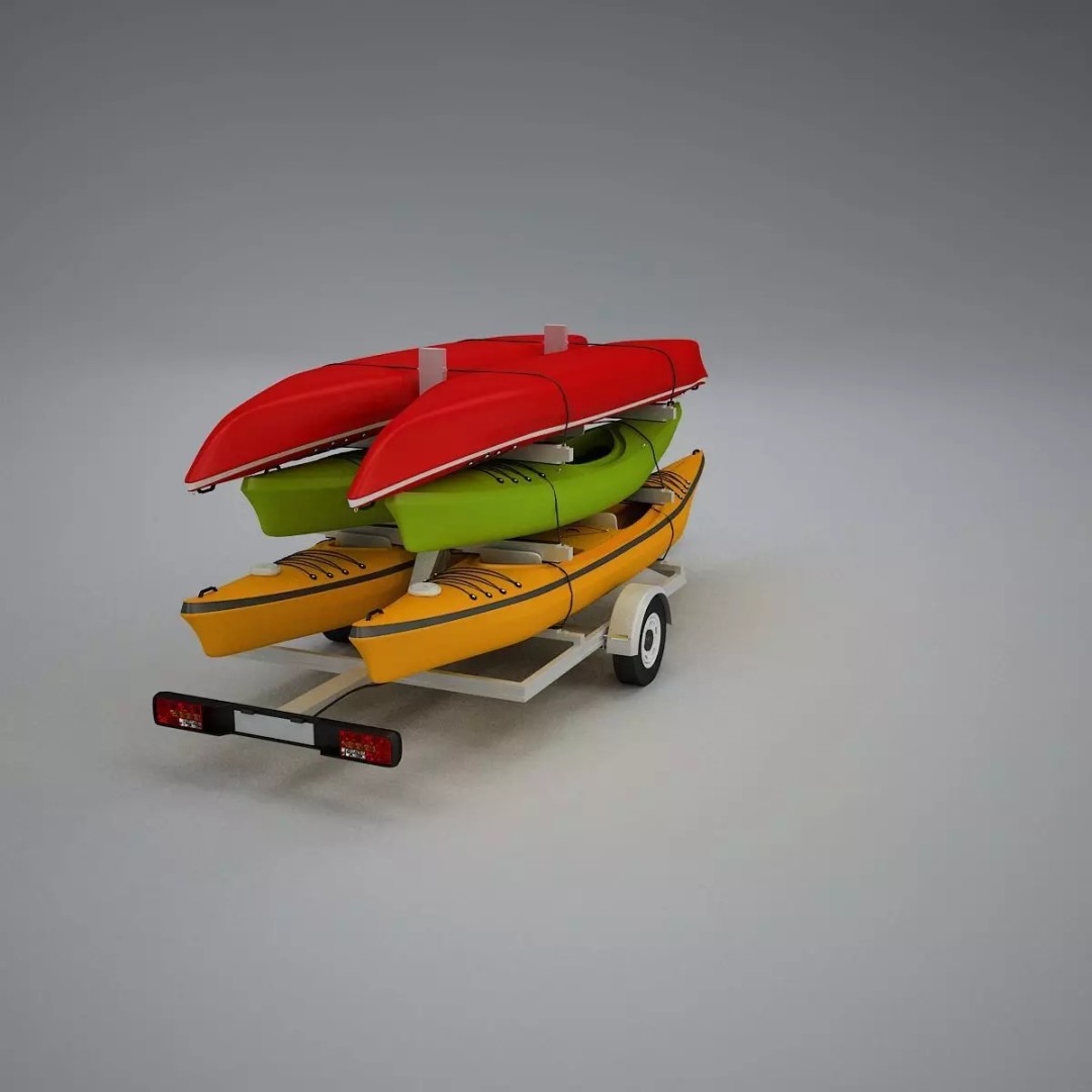 Kayak Trailer 3D Model – High Poly Detailed Transport Asset, FBX - View 16