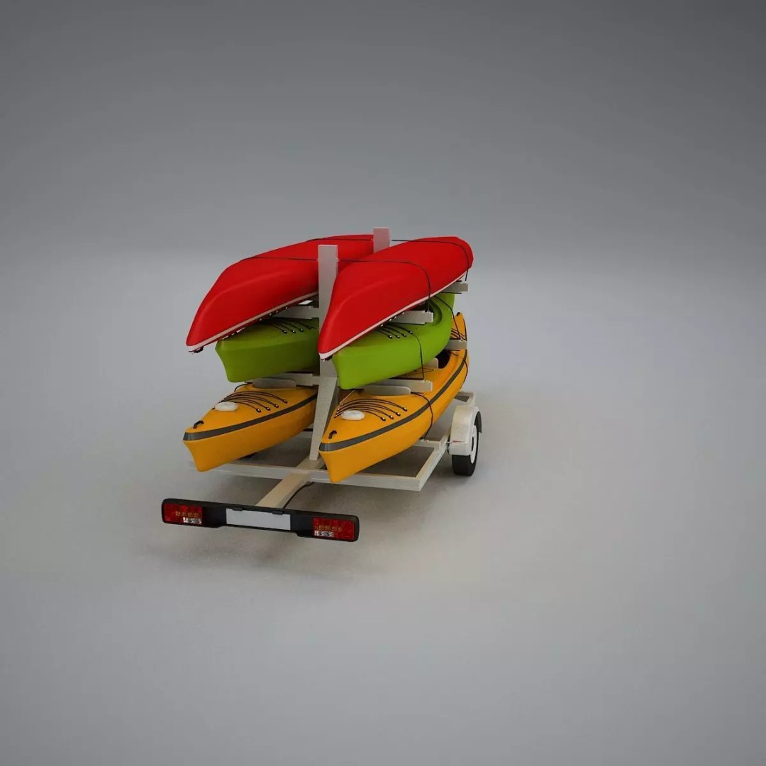 Kayak Trailer 3D Model – High Poly Detailed Transport Asset, FBX - View 17