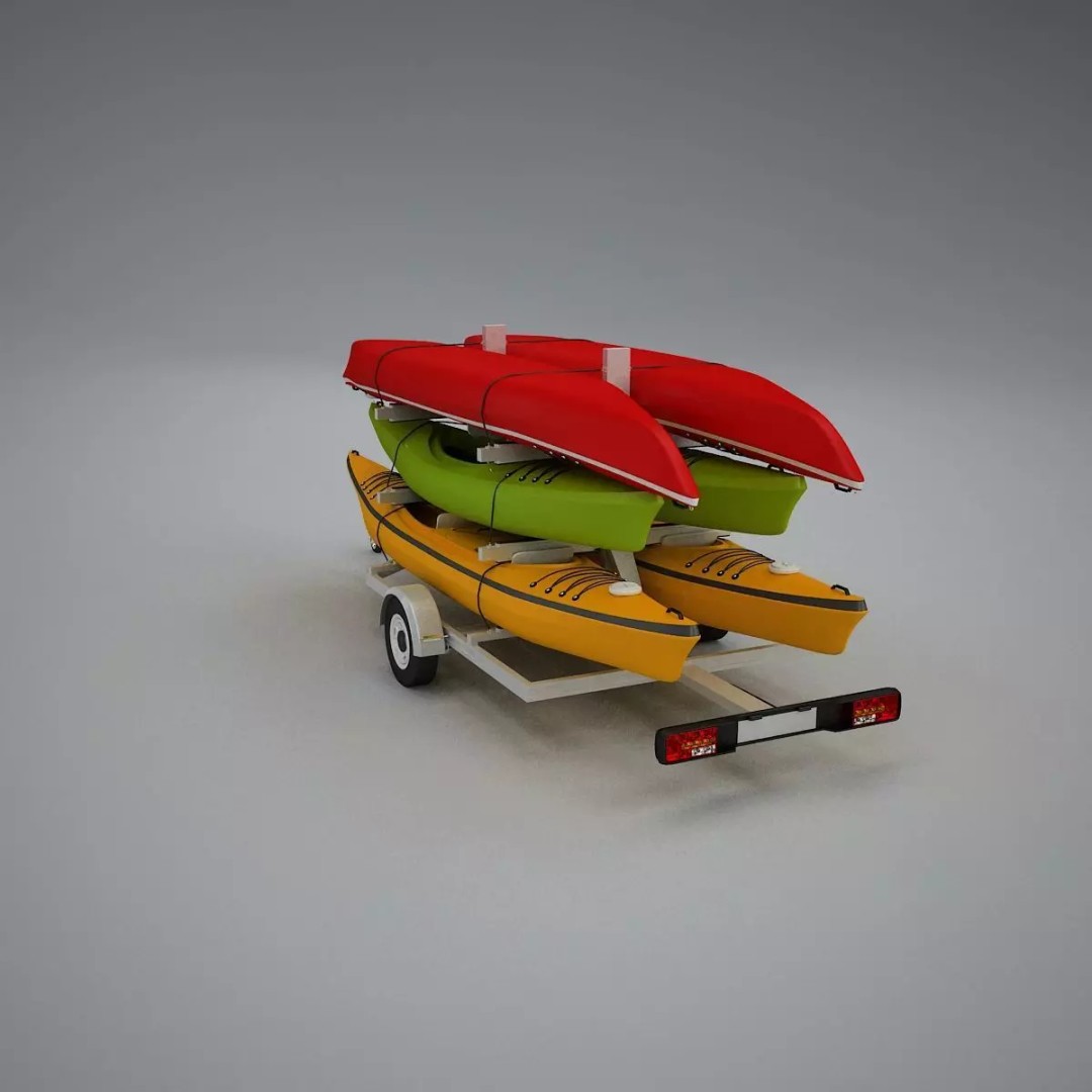 Kayak Trailer 3D Model – High Poly Detailed Transport Asset, FBX - View 21