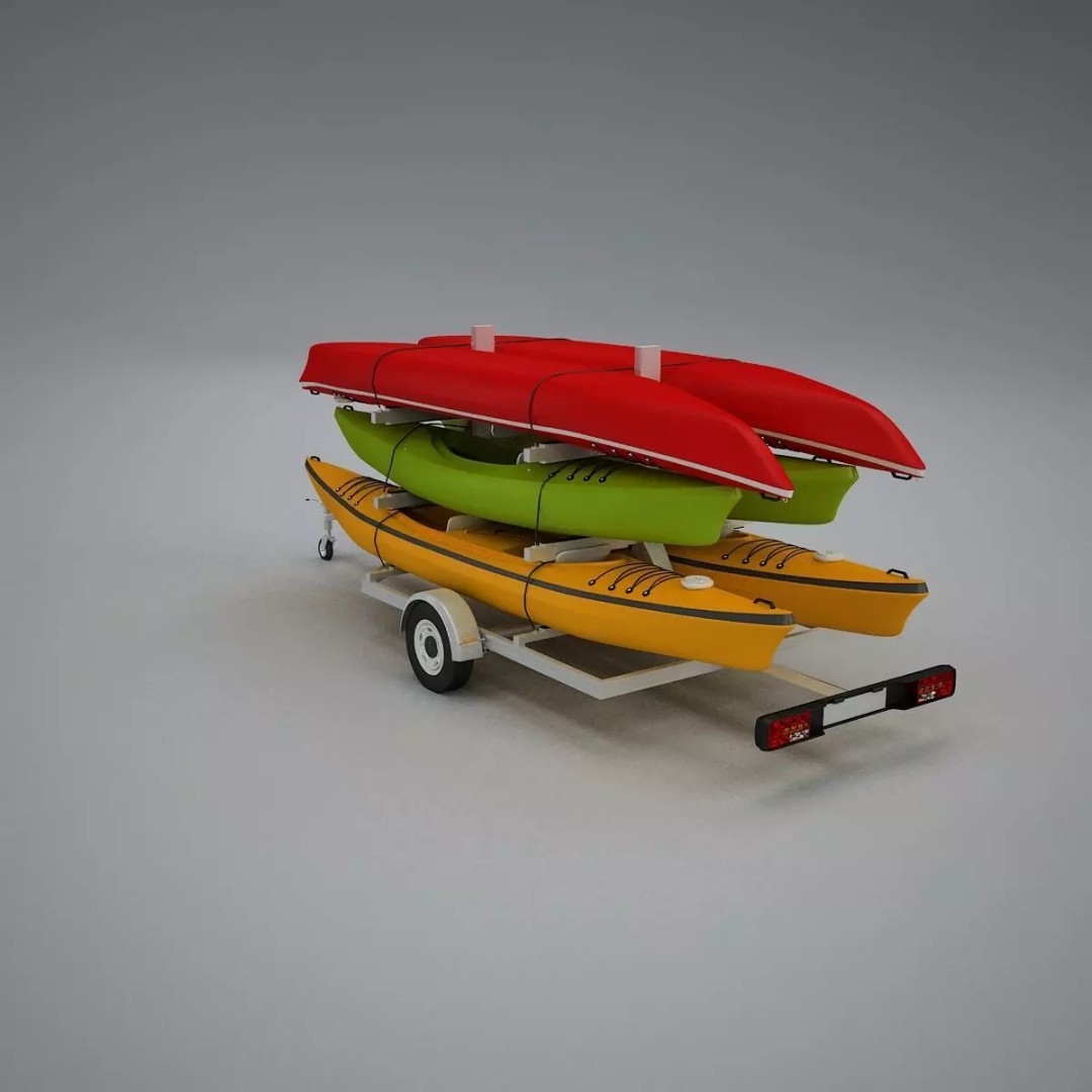 Kayak Trailer 3D Model – High Poly Detailed Transport Asset, FBX - View 22