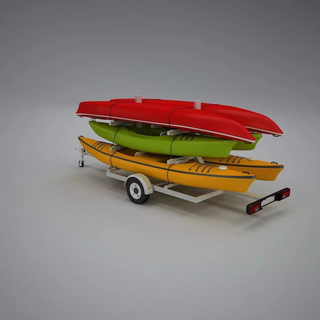 Kayak Trailer 3D Model – High Poly Detailed Transport Asset, FBX - View 23