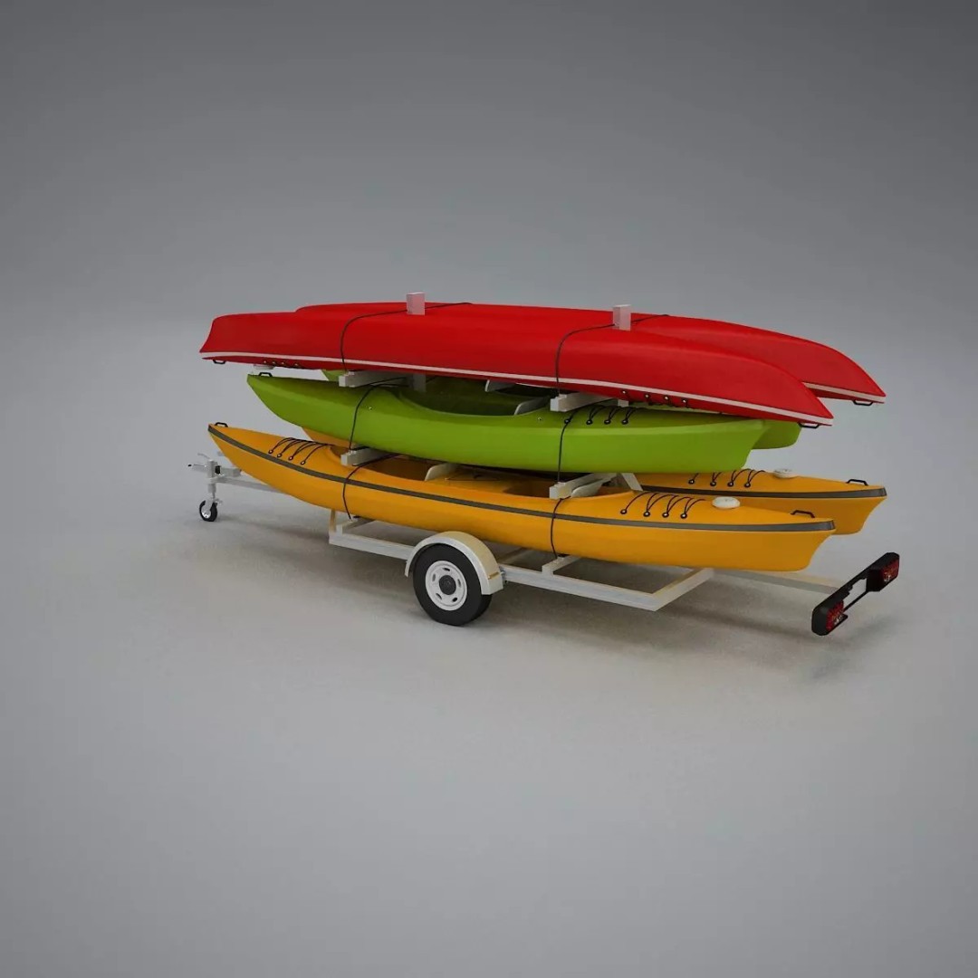 Kayak Trailer 3D Model – High Poly Detailed Transport Asset, FBX - View 24
